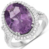 5.55 Carat Genuine Amethyst & White Topaz .925 Sterling Silver Ring