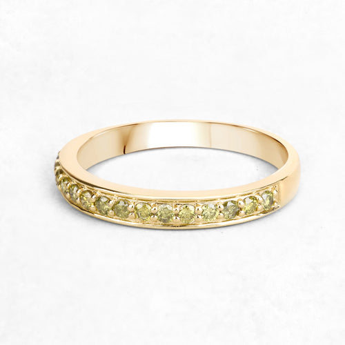 0.32 Carat Genuine Yellow Diamond 14K Yellow Gold Ring (I1-I2)