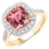 2.71 Carat Genuine Royal Pink Tourmaline and White Diamond 14K Yellow Gold Ring