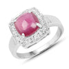 3.31 Carat Glass Filled Ruby and White Topaz .925 Sterling Silver Ring