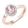 0.81 Carat Genuine Morganite and White Diamond 14K Rose Gold Ring