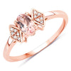 0.46 Carat Genuine Morganite and White Diamond 14K Rose Gold Ring