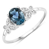 0.93 Carat Genuine London Blue Topaz and White Diamond 14K White Gold Ring