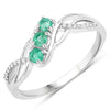 0.28 Carat Genuine Zambian Emerald and White Diamond 14K White Gold Ring