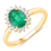 1.34 Carat Genuine Zambian Emerald and White Diamond 14K Yellow Gold Ring