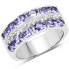2.05 Carat Genuine Tanzanite and White Topaz .925 Sterling Silver Ring