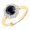 1.34 Carat Genuine Blue Sapphire and White Diamond 10K Yellow Gold Ring