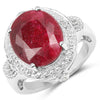 8.64 Carat Dyed Ruby & White Topaz .925 Sterling Silver Ring
