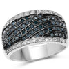0.80 Carat Genuine Blue Diamond and White Diamond .925 Sterling Silver Ring
