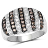 0.83 Carat Genuine Champagne Diamond and White Diamond .925 Sterling Silver Ring