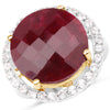13.10 Carat Dyed Ruby and White Topaz .925 Sterling Silver Ring