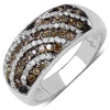 0.64 Carat Genuine Champagne Diamond & White Diamond .925 Sterling Silver Ring