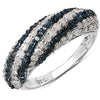 1.25 Carat Genuine Blue Diamond and White Diamond .925 Sterling Silver Ring