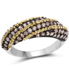 1.25 Carat Genuine Champagne Diamond and Yellow Diamond .925 Sterling Silver Ring