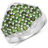 2.41 Carat Genuine Chrome Diopside and White Topaz .925 Sterling Silver Ring