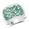 2.20 Carat Genuine Emerald & White Topaz .925 Sterling Silver Ring
