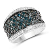 1.38 Carat Genuine Blue Diamond and White Diamond .925 Sterling Silver Ring