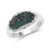 0.45 Carat Genuine Blue Diamond and White Diamond .925 Sterling Silver Ring