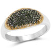 0.45 Carat Genuine Green Diamond and Yellow Diamond .925 Sterling Silver Ring