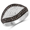 0.50 Carat Genuine Champagne Diamond and White Diamond .925 Sterling Silver Ring