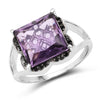 4.58 Carat Genuine Amethyst & Black Diamond .925 Sterling Silver Ring