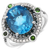 5.84 Carat Genuine Multi Stones .925 Sterling Silver Ring