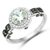 1.07 Carat Genuine Green Amethyst, Green Diamond and White Diamond .925 Sterling Silver Ring