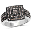0.42 Carat Genuine Champagne Diamond .925 Sterling Silver Ring