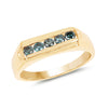 14K Yellow Gold Plated 0.35 Carat Genuine Blue Diamond .925 Sterling Silver Ring