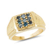 14K Yellow Gold Plated 0.63 Carat Genuine Blue Diamond .925 Sterling Silver Ring