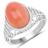 6.00 Carat Genuine Peach Moonstone .925 Sterling Silver Ring