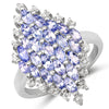 2.40 Carat Genuine Tanzanite and White Topaz .925 Sterling Silver Ring