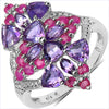 2.58 Carat Genuine Amethyst & Ruby .925 Sterling Silver Ring