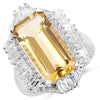 9.13 Carat Genuine Citrine & White Topaz .925 Sterling Silver Ring