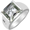 5.71 Carat Genuine Green Amethyst & White Diamond .925 Sterling Silver Ring