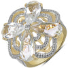 14K Yellow Gold Plated 6.69 Carat Genuine Crystal Quartz & White Diamond .925 Sterling Silver Ring