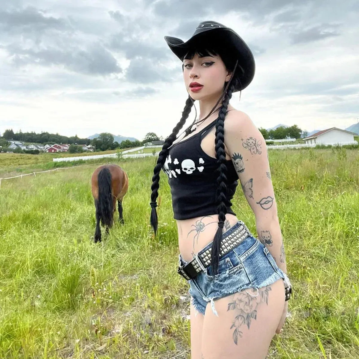 Rebel Bones Crop Cami – Edgy Skull Print Top