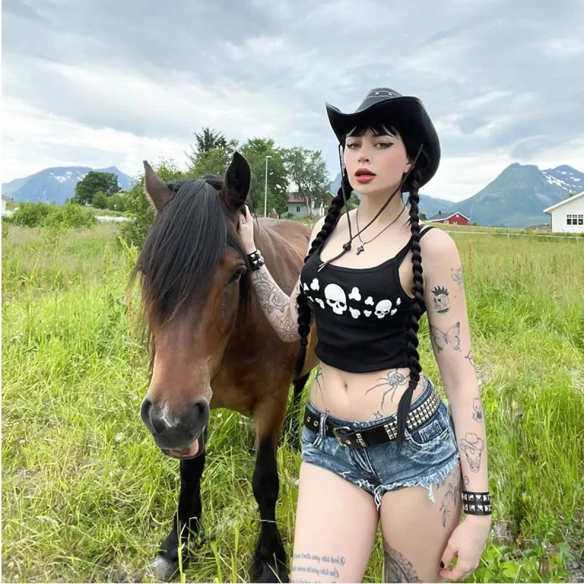 Rebel Bones Crop Cami – Edgy Skull Print Top