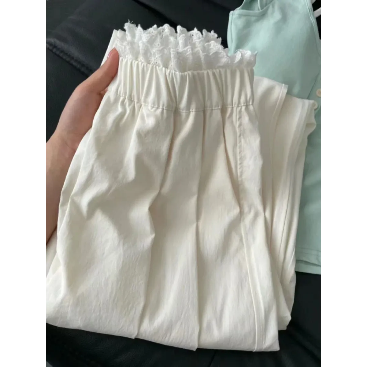 Lace Trim Wide Leg Pants – Retro Y2K Harajuku Casual Trousers