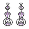 5.30 Carat Genuine Amethyst and Black Spinel .925 Sterling Silver Earrings