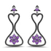 6.31 Carat Genuine Amethyst & Black Spinel .925 Sterling Silver Earrings