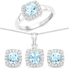 4.62 Carat Genuine Blue Topaz and White Topaz .925 Sterling Silver 3 Piece Jewelry Set (Ring, Earrings, and Pendant w/ Chain)