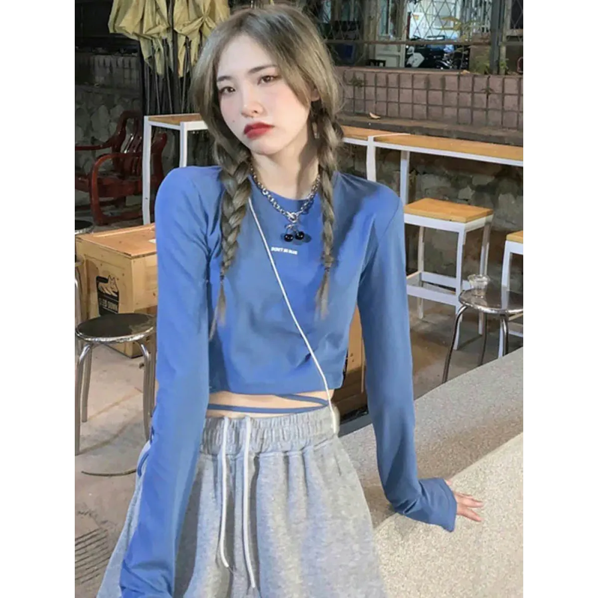 Sexy Crop Long Sleeve T-Shirt: Harajuku Spring Streetwear