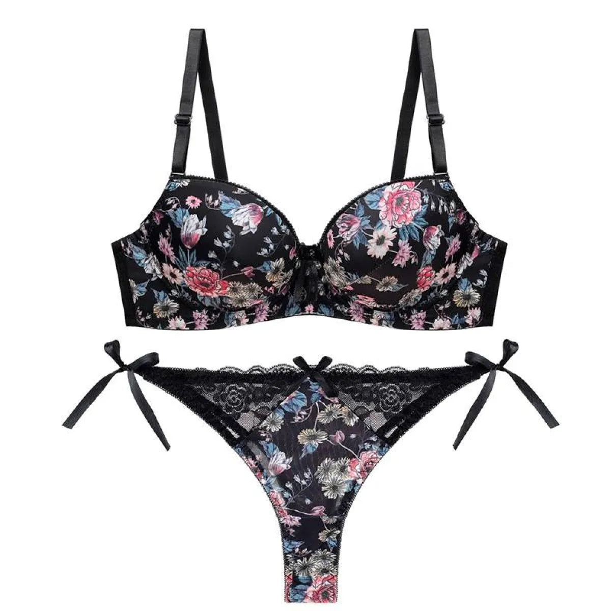 Sexy Floral Bra - Thong Set
