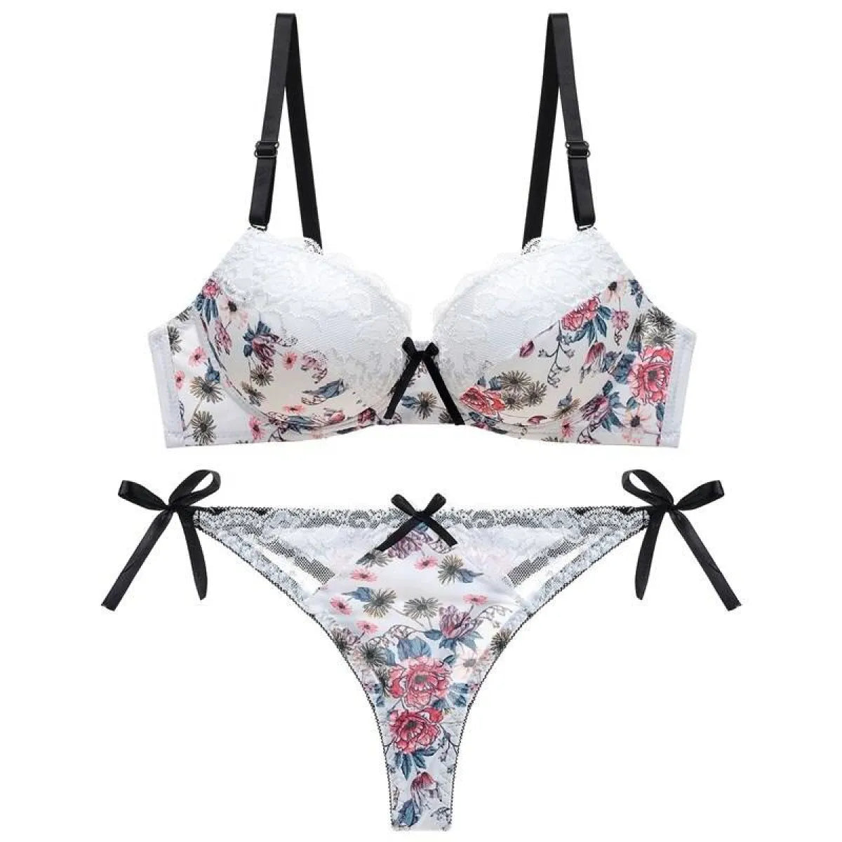 Sexy Floral Bra - Thong Set
