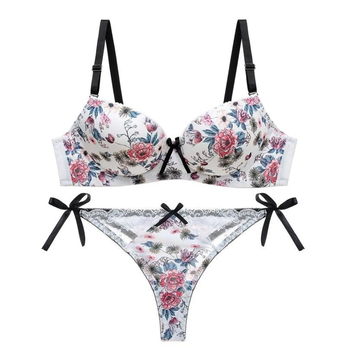 Sexy Floral Bra - Thong Set