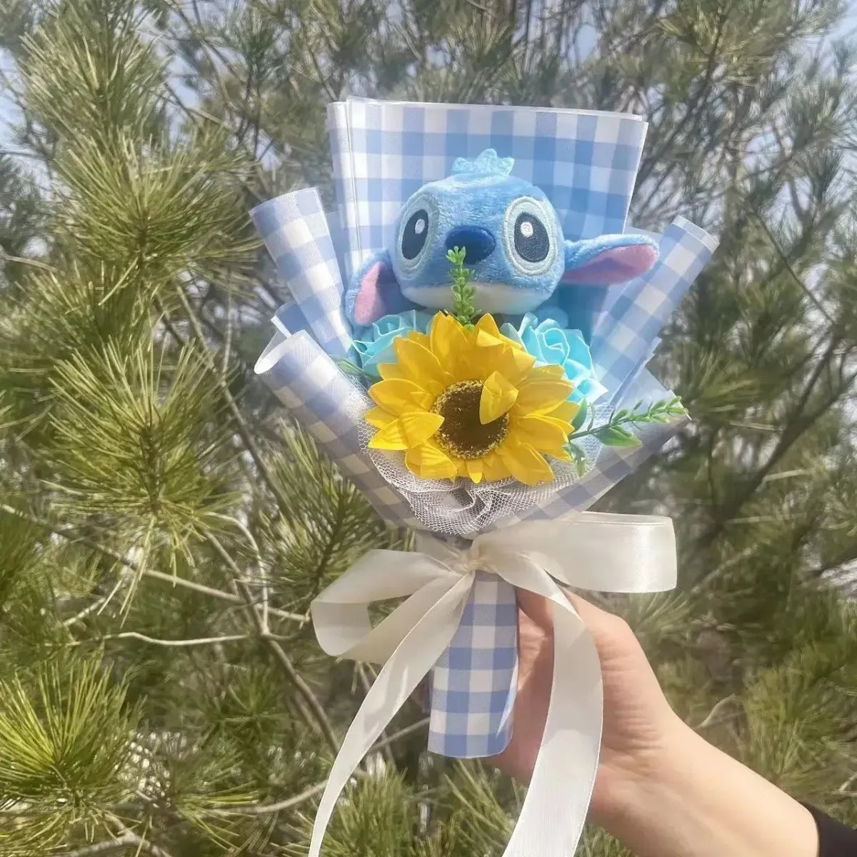 Stitch Plush Flower Bouquet – Kawaii Handmade Gift for Valentine