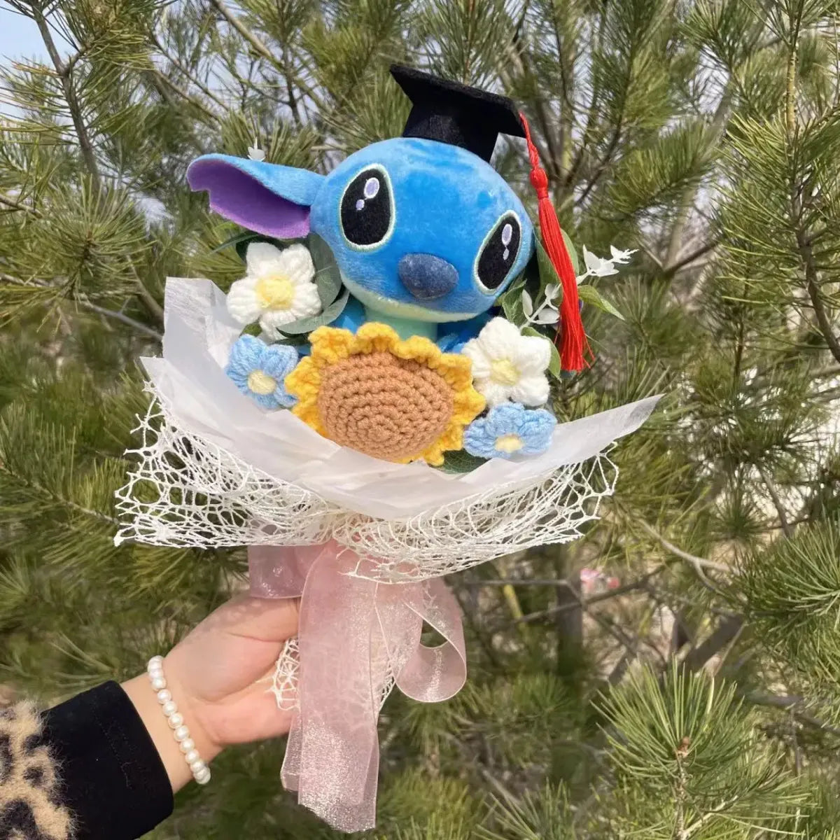 Stitch Plush Flower Bouquet – Kawaii Handmade Gift for Valentine