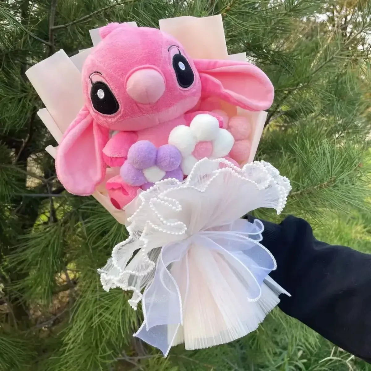 Kawaii Stitch Plush Bouquet – Crochet Flowers Graduation & Valentine Gift