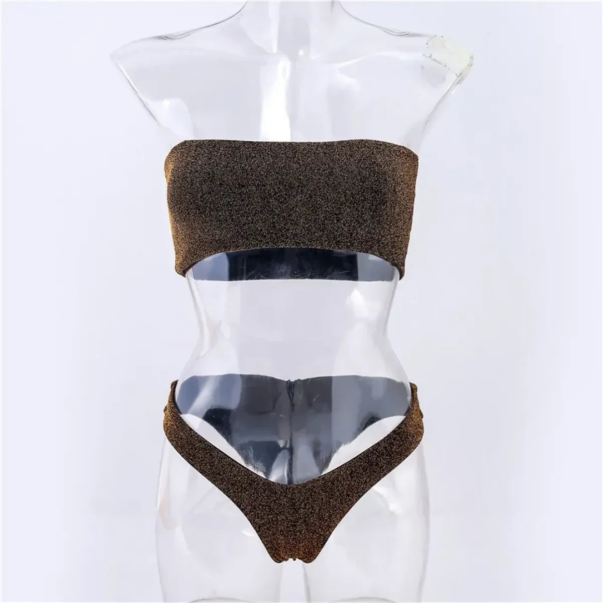 Glitter Strapless Bikini Set – Shiny Sparkle Beachwear 2025